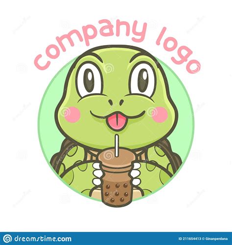 Turtle Animal Drink Boba Logo Stock Vector Illustration Stock Vector