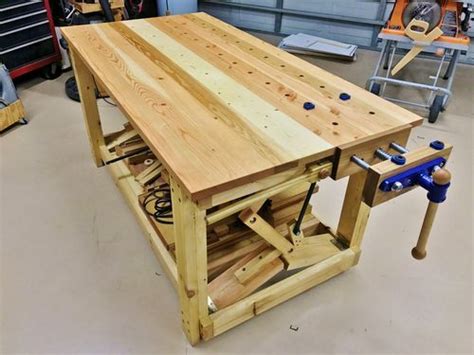 Workbench With Retractable Wheels By Woodshaver Tony C Lumberjocks