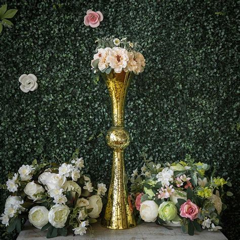 24 Inch Tall Mercury Glass Trumpet Centerpiece Vases