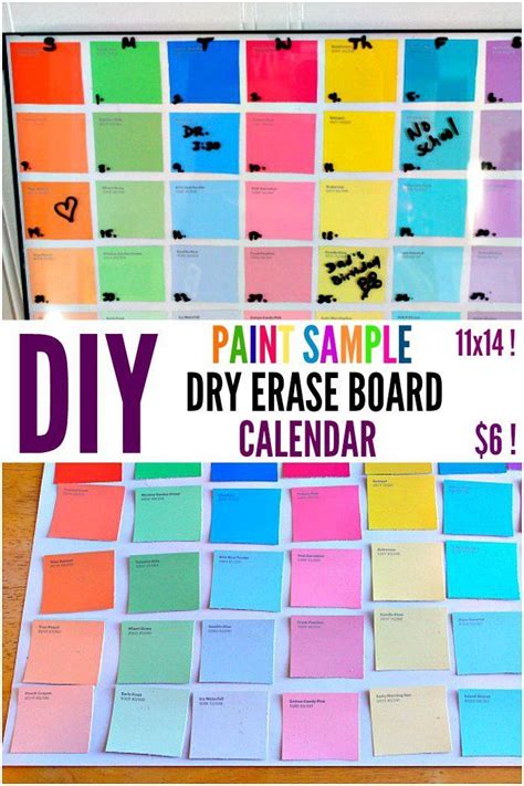 Diy Paint Sample Dry Erase Calendar Paint Samples Diy Dry Erase
