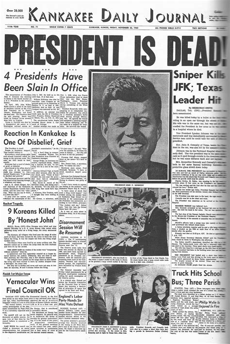 UPI Newspaper Fronts from Day and Days Following JFK's Assassination