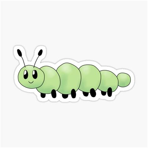 Little Green Caterpillar Sticker For Sale By Jessicar Art Redbubble