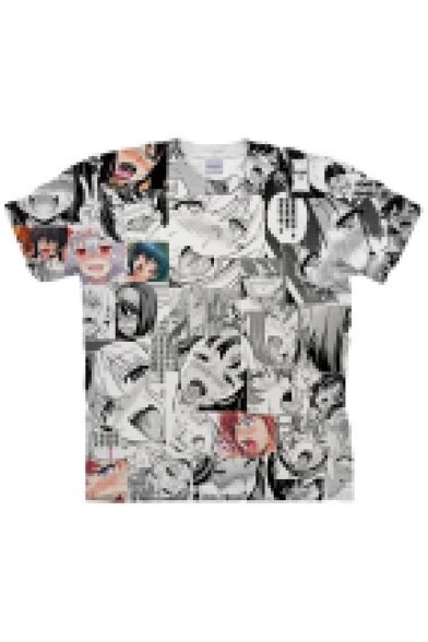 Ahegao 3d Comic Anime Girl Pattern Short Sleeve Summer T Shirt