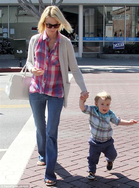 January Jones And Her Little Son Xander Make A Perfect Pair In Matching Plaid Tops Daily Mail