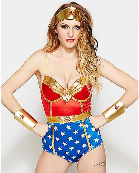 Adult Satin Wonder Woman Bodysuit Dc Comics Spencers