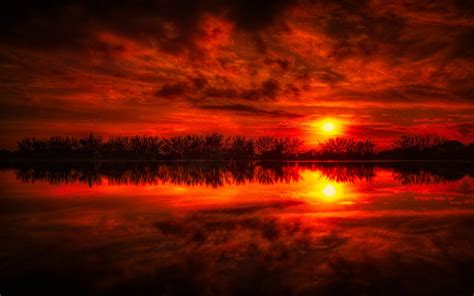 Free Download Red Sunset Fuego Reflejo Mar Fondos De Pantalla Red