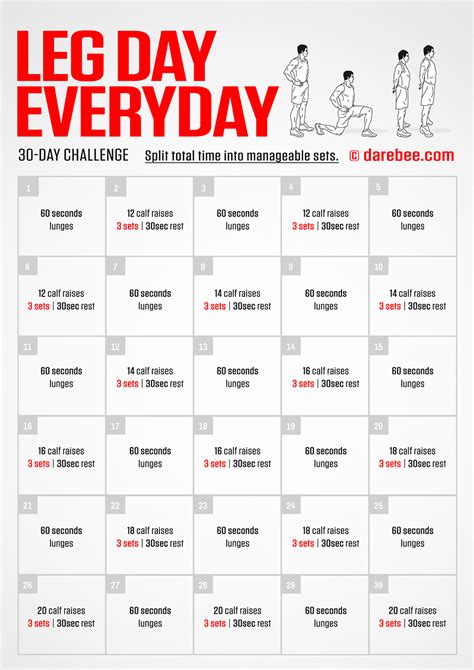 30 Day Leg Workout Calendar Harri Pepita