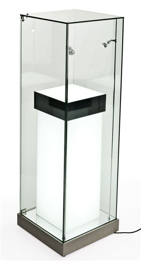 Illuminated Pedestals With Led Lights And Inner Stand Wall Display Case Glass Display Box