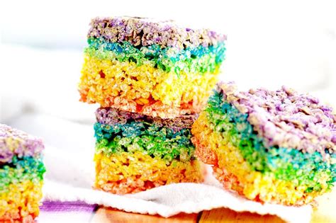 Rainbow Rice Krispie Treats Recipe Easy No Bake Rainbow Rice Krispie