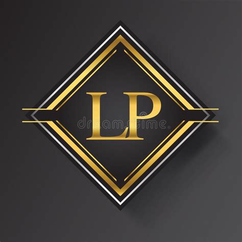 Lp Letter Logo In A Square Shape Gold And Silver Colored Geometric Ornaments Vector Design