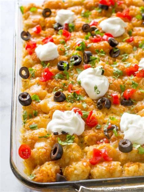 Transfer mixture to prepared pan. Cheesy and Yummy Hot Dog Tater Tot Casserole
