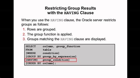 Oracle SQL Video Tutorial 31 HAVING Clause YouTube