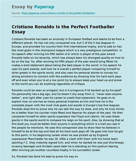 Cristiano Ronaldo Is The Perfect Footballer Free Essay Example