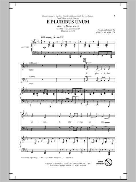E Pluribus Unum Sheet Music Joseph M Martin Satb Choir
