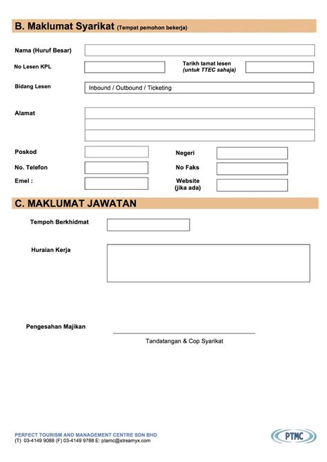 Perfect Tourism And Management Centre Sdn Bhd Download Form