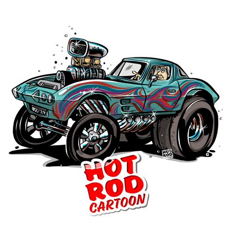 1963 Vette Gasser Hot Rod Cartoon T Shirt Cartoon Corvette