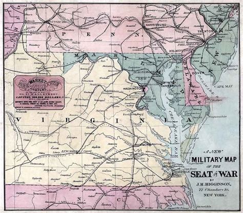 1861 Military Map Southern States Civil War Virginia Maryland Etsy