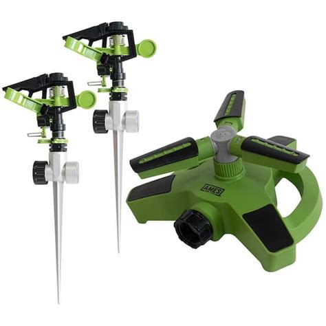 Ames 3 Piece Revolving Sprinkler Set With 2 Pulsating Spike Style And
