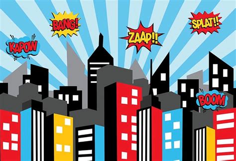Superhero Themed Backdrop Super City Building For Boy Party Decoration