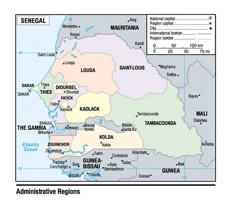 Map Of Senegal Administrative Regions 2003 Senegal Africa