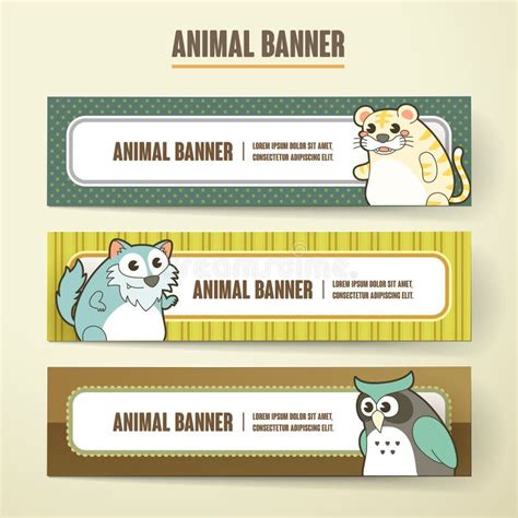 Animal Banner Template Cute Animal Holding Banner Cartoon Vector Stock