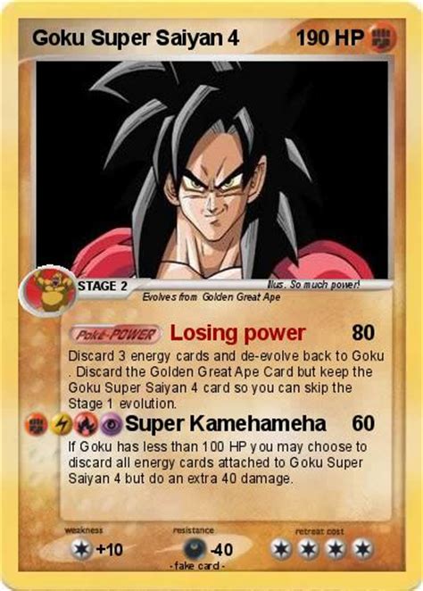 The themed booster is releasing in august in europe, while series 4 is planned for release between september and october. Pokémon Goku Super Saiyan 4 9 9 - Losing power - My Pokemon Card
