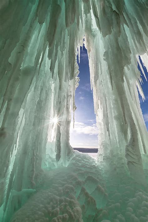 Lake Superiors Grand Island Ice Curtains And Cave Photograph By Craig