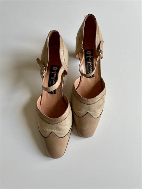 Vintage Mary Jane Shoes Beige Leather Made In Italy Richelieu Etsy