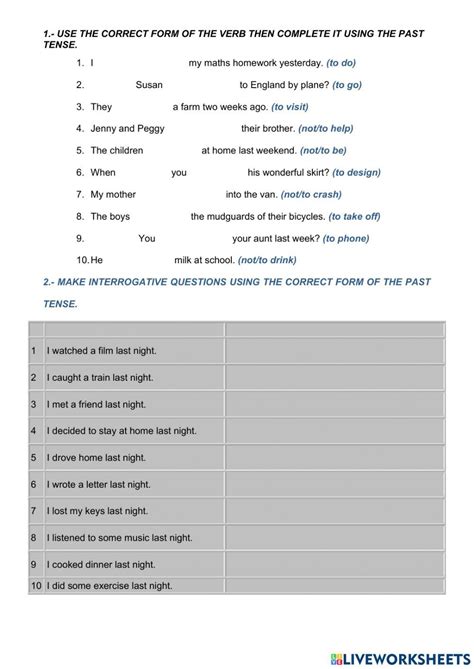 Ejercicio Interactivo De The Simple Past Tense Ejercicios 7296 Hot