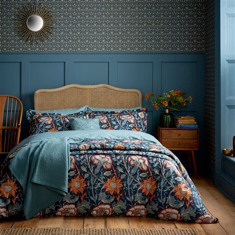 Mohap 3pcs reversible duvet cover set & pillowcase double size teal + light grey. Morris & Co Pink & Rose Teal Double Duvet Set