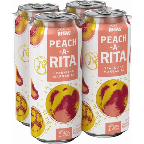RITAS Rita Peach A Rita Sparkling Margarita 4 Pack 16 Fl Oz Cans 8