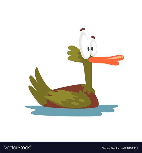 Crazy Male Mallard Duck Swimming Funny Bird Vector Image