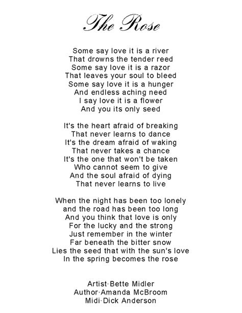 The Rose Sayings Lyrics Words