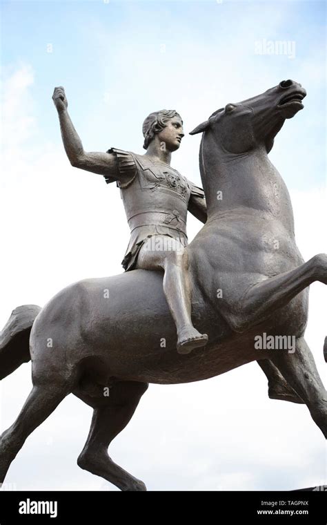 Alexander The Great And Bucephalus Statue At Athens Greece Stock