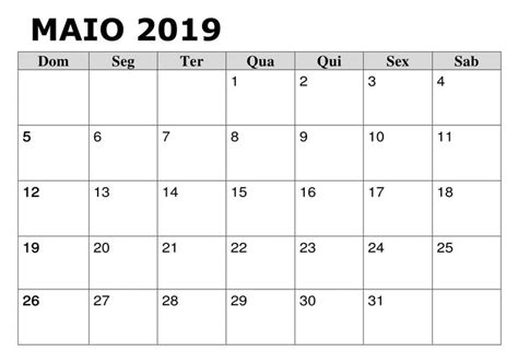 2019 Calendário Maio Pdf Calendário Maio Maio