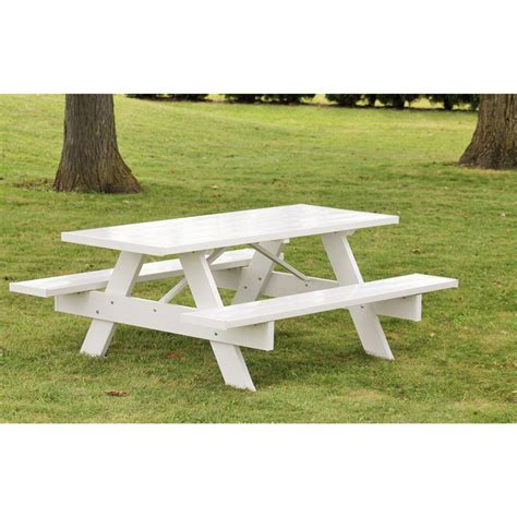 Dura Trel Backyard Outdoor Lightweight 96 Inch Picnic Table With Benches White