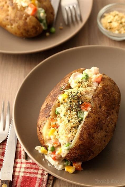 In a food processor, add. Chicken Pot Pie Baked Potatoes For Two have the components ...