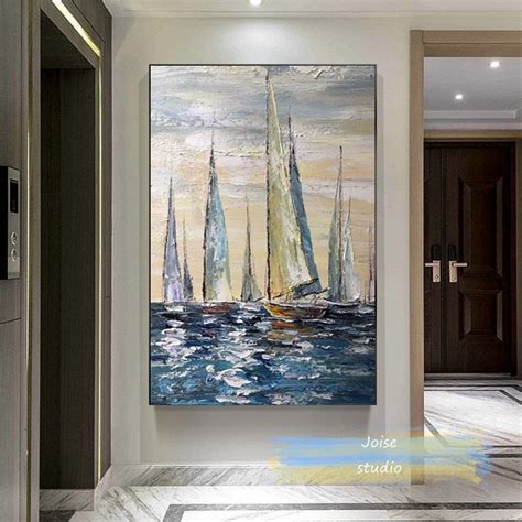 Large Sailboat Painting Blue Ocean Painting Seascape Etsy