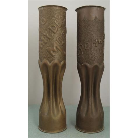 Pair Of Wwi Us Doughboy Trench Art Shells France