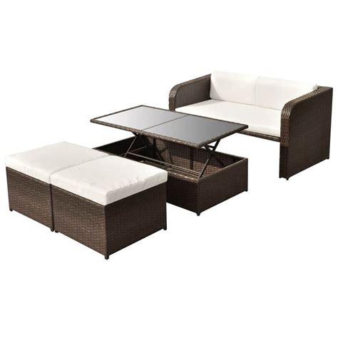 Affordable Variety Outdoor Garden Sofa Set Poly Rattan Brown