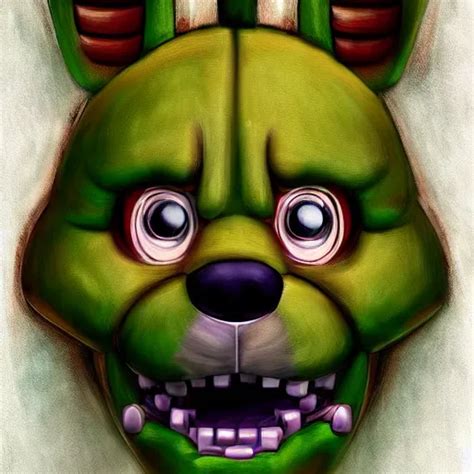 Portrait Of Spring Trap From Fnaf Realistic Painting Stable