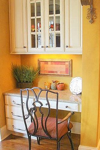 I love having a little kitchen desk in our home. Kitchen Desk Area | This little nook is a great spot for ...