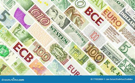 Four Main World Currencies Diagonal Wall Stock Photo Image Of