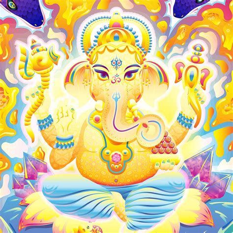 Trippy Tapestry Ganesh Wall Art Fluorescent Tapestry Uv Etsy