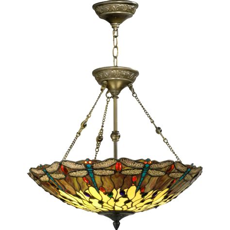 Flush tiffany ceiling lights with antique stained glass. Dale Tiffany Dragonfly Inverted Light Fixture | Ceiling ...