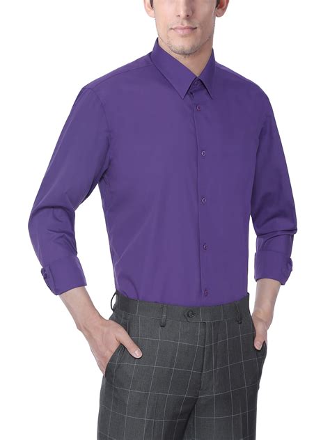Mens Long Sleeve Lilac Color Slim Fit Dress Shirts