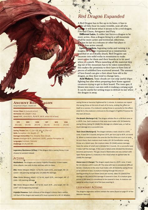Red Dragon Expanded Dndhomebrew Dnd Dragons Dungeons And Dragons