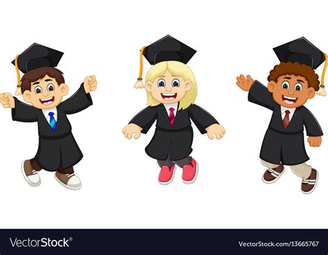 Funny Three Graduates Cartoon Royalty Free Vector Image