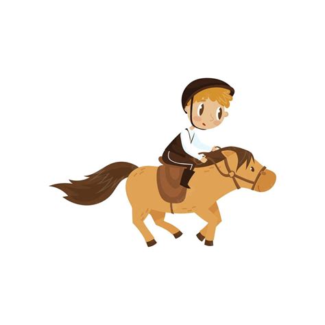 Premium Vector Cute Litlle Boy Riding A Horse Equestrian Sport