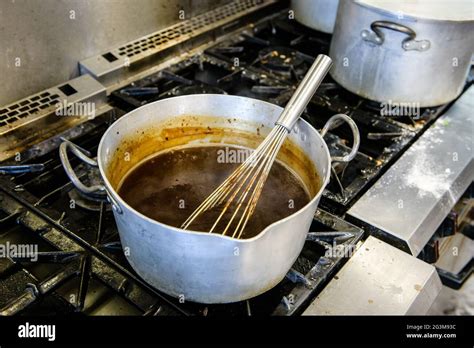 Saucepan Of Gravy Stock Photo Alamy